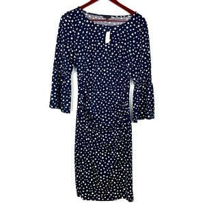 Talbots NWT Women’s Jersey Swing Dress Black Size Medium Dandelion Print Career